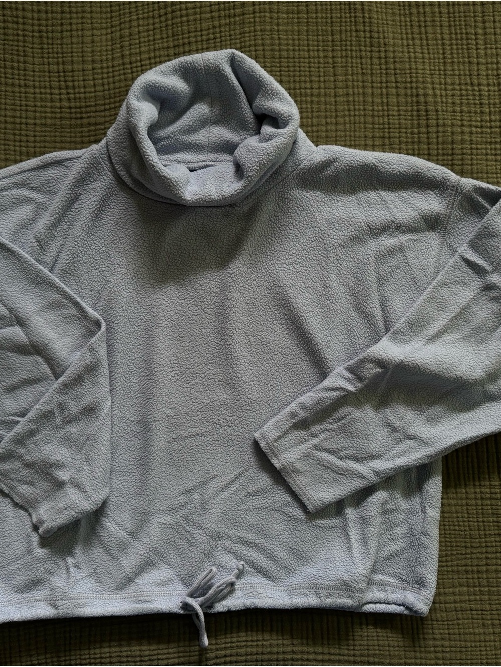 aerie Light Gray Cropped  Turtleneck Fleece Pullover